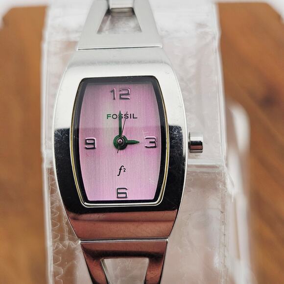 Fossil Women's Silver Tone Contemporary Watch Pink Dial With Green Backlight - Picture 2 of 7